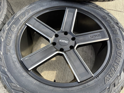 22x9 22" KMC Duece KM702 Chevy Silverado RAM wheels rims 6x139 6x5.5 tires TOYO