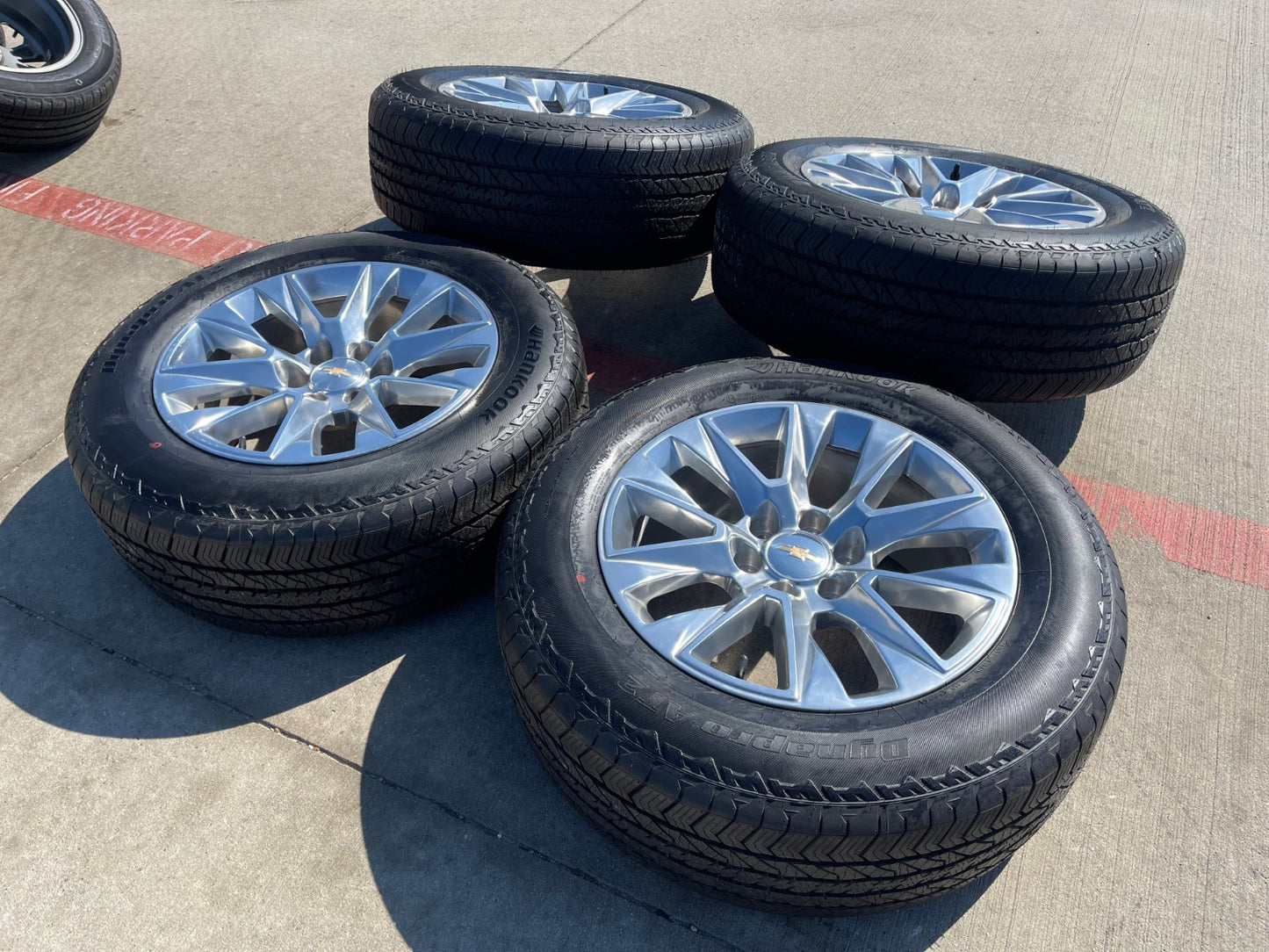 20" Chevy Tahoe Silverado LTZ 5920 OEM wheels rims Yukon HANKOOK A/T2 NEW