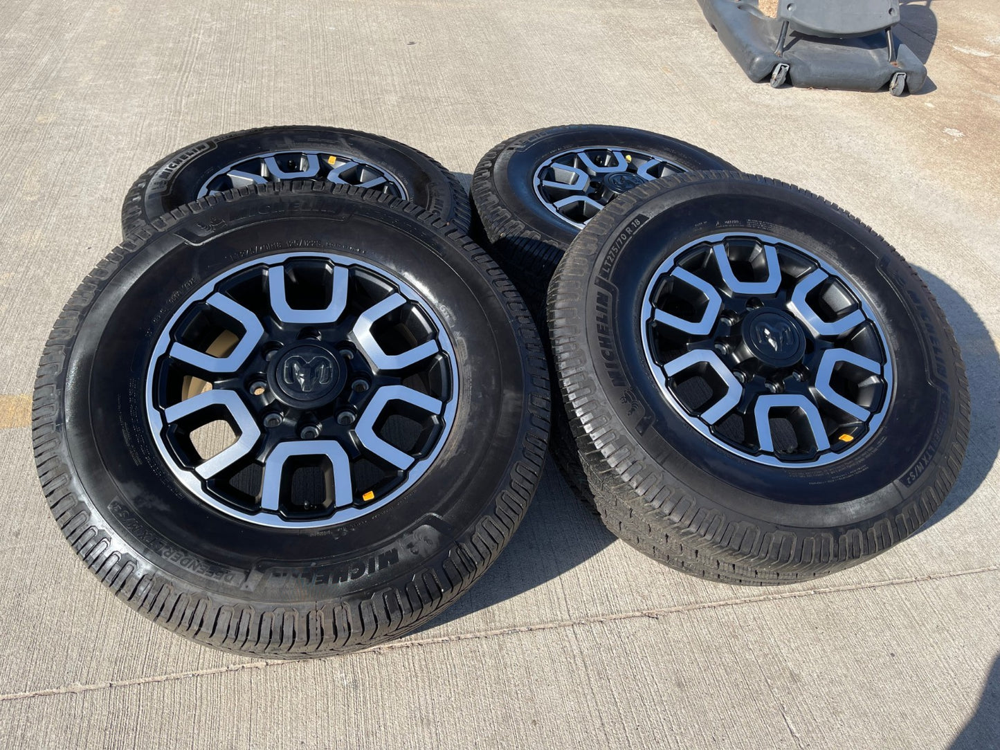 18" Ram 2500 3500 LARAMIE OEM wheels rims 2694 tires MICHELIN DEFENDER LTX M/S2