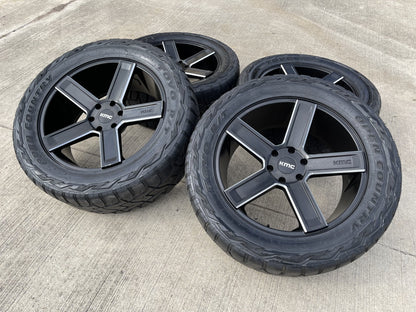 22x9 22" KMC Duece KM702 Chevy Silverado RAM wheels rims 6x139 6x5.5 tires TOYO