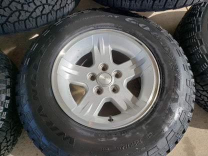 15" Jeep Wrangler OEM wheels rims 9050 1997 1998 1999 2000 2001 NEW A/T tires