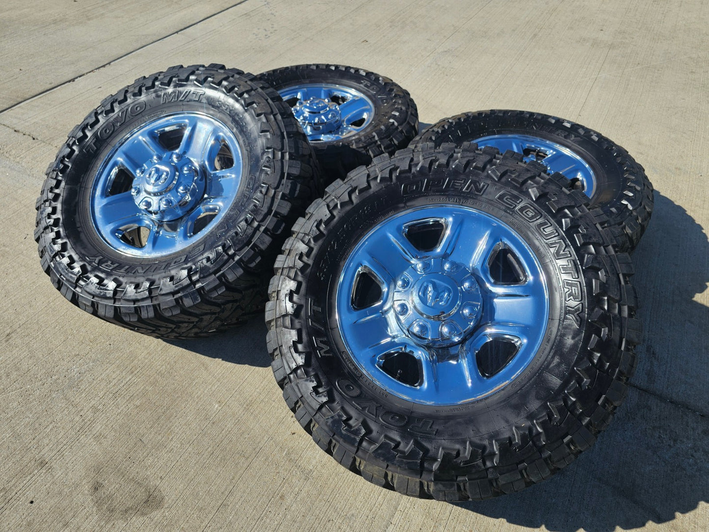 18" Dodge Ram 2500 3500 STEEL chrome OEM 2473 wheels rims TOYO M/T 35"
