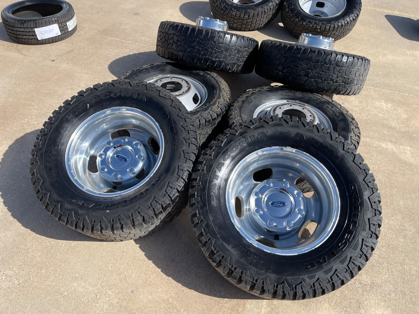 17" Ford F-350 Dually OEM 10477 10478 rims wheels SET tires A/T