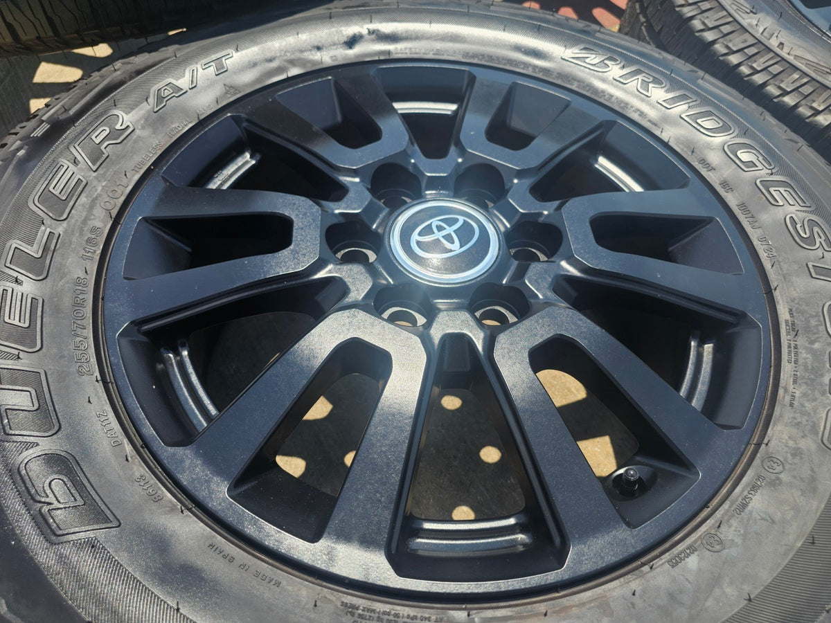 18" Toyota Land Cruiser OEM 95953 wheels rims BLACK Tundra Sequoia A/T SET NEW