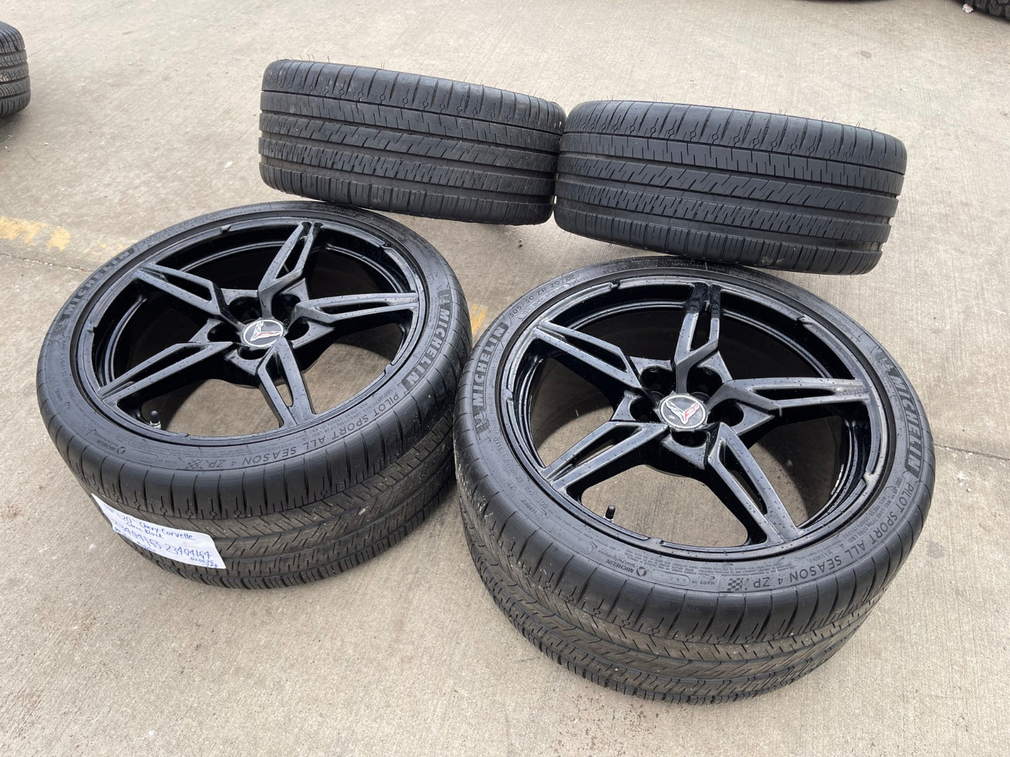 19" + 20" Chevy Corvette C8 OEM 14007 14008 wheels rims BLACK TPMS MICHELIN