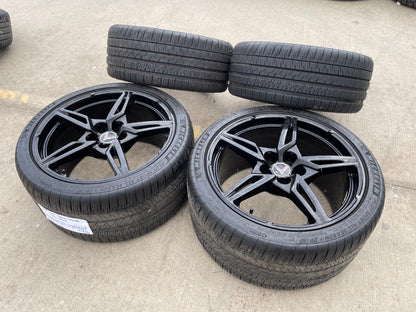 19" + 20" Chevy Corvette C8 OEM 14007 14008 wheels rims BLACK TPMS MICHELIN