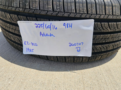 (1) 225/60/16 Advanta ER-800 tire 225/60R16 98H NEW