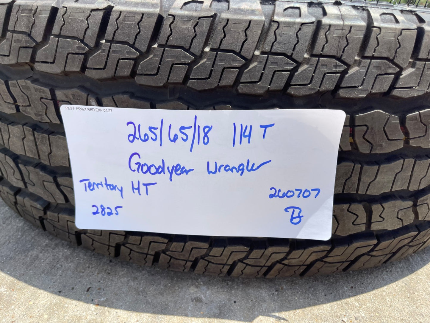 265/65/18 Goodyear Wrangler Territory A/T tire 265/65r18 114T M+S NEW TAKE OFF