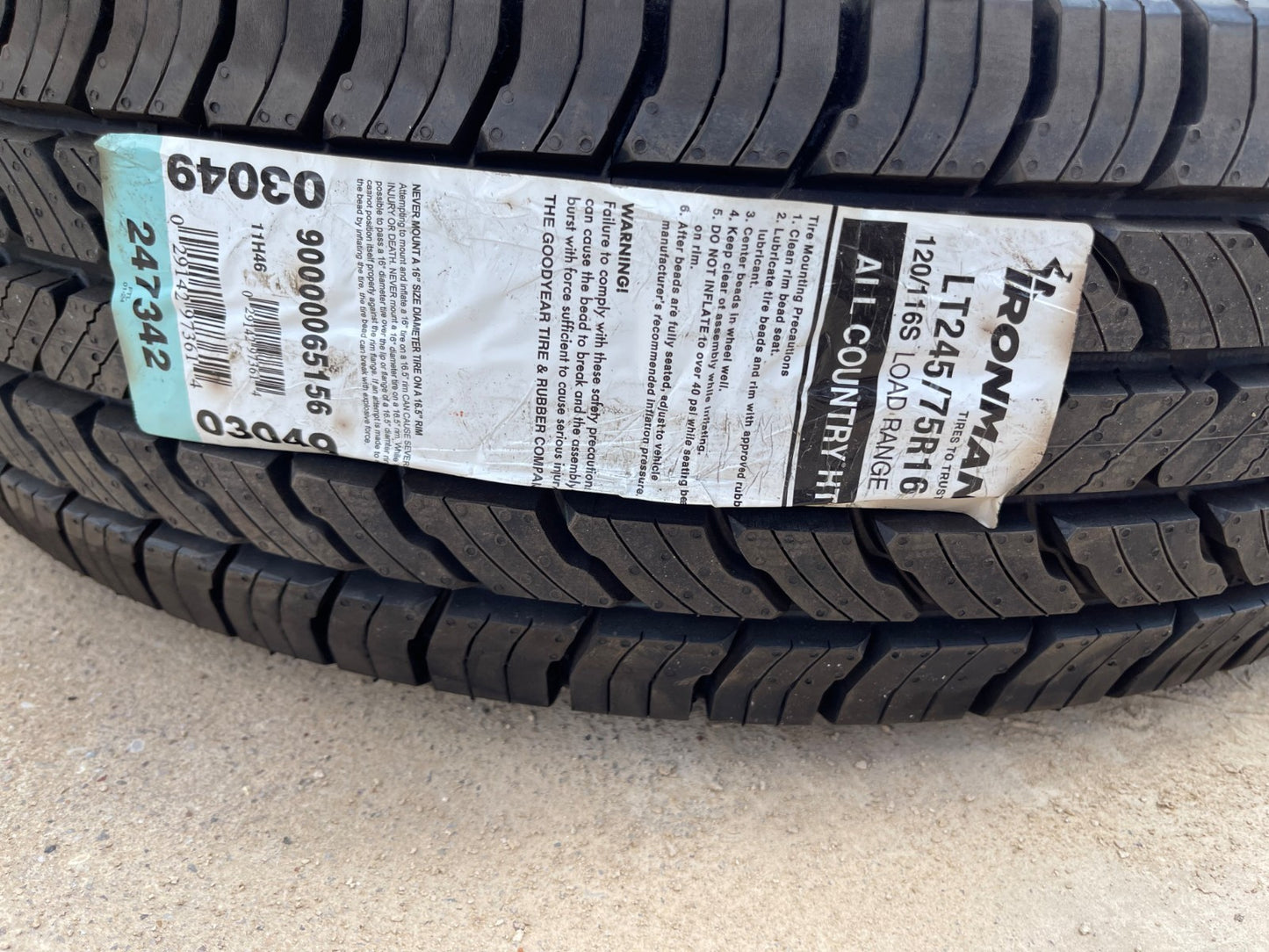 (1) 245/75/17 Ironman All Country H/T tire 245/75R17 M+S 121S LT 10 ply LRE NEW
