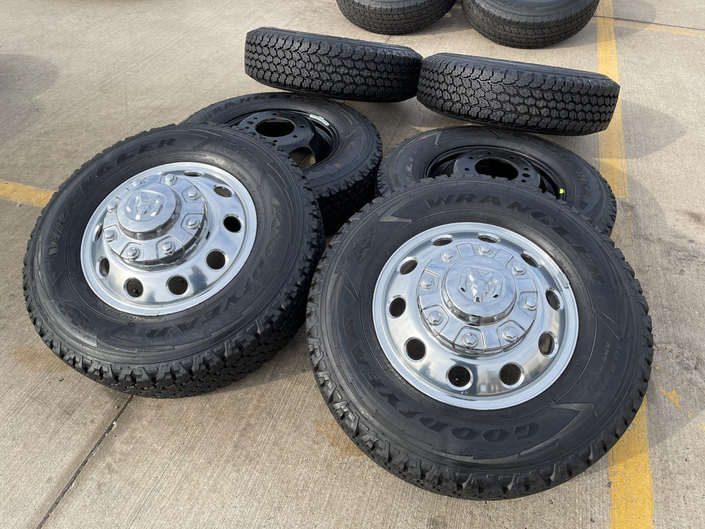 17" Dodge Ram 3500 Dually Laramie 8x200 wheels rims 2701 2702 OEM GOODYEAR