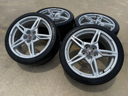 19" + 20" Chevy Corvette C8 OEM 14007 14008 wheels rims SET MICHELIN 2020-2027