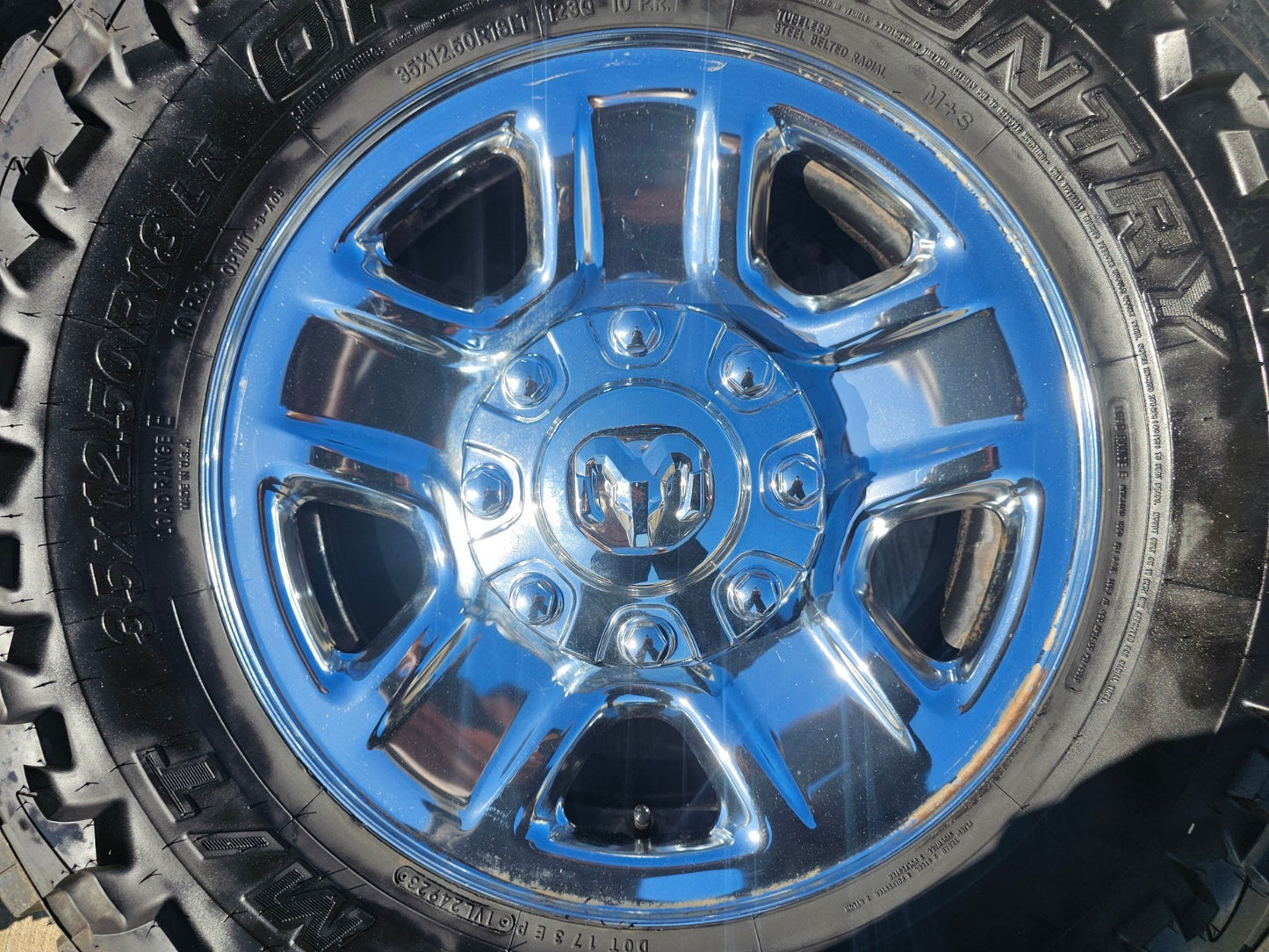 18" Dodge Ram 2500 3500 STEEL chrome OEM 2473 wheels rims TOYO M/T 35"