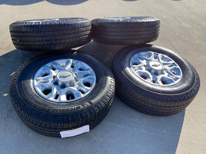 18" Chevy Silverado 2500 3500 OEM 5959 wheels rims MICHELIN DEFENDER LTX M/S2