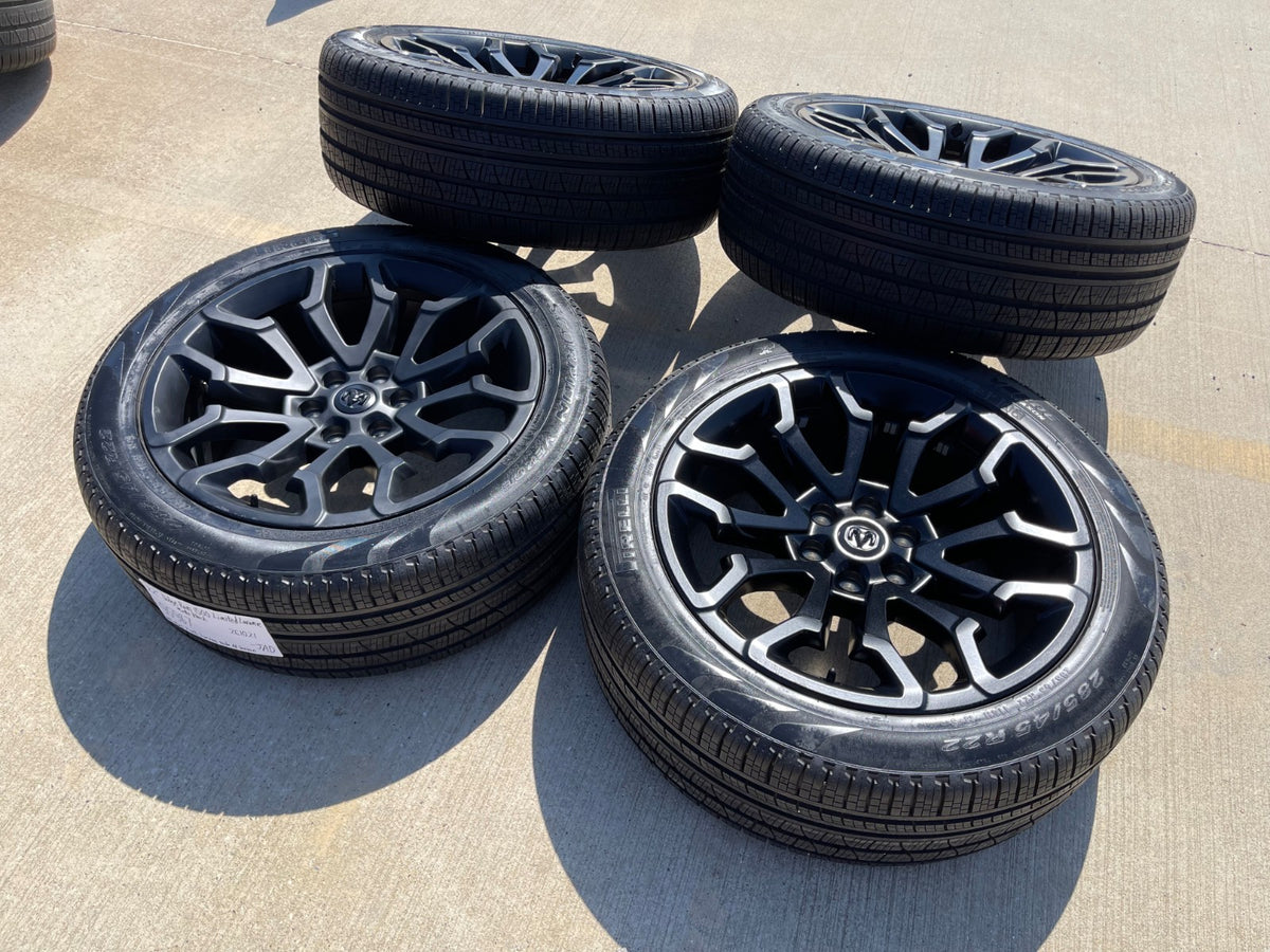 22" Dodge Ram 1500 OEM 95987 LIMITED Laramie wheels rims black 2025 2026 SET