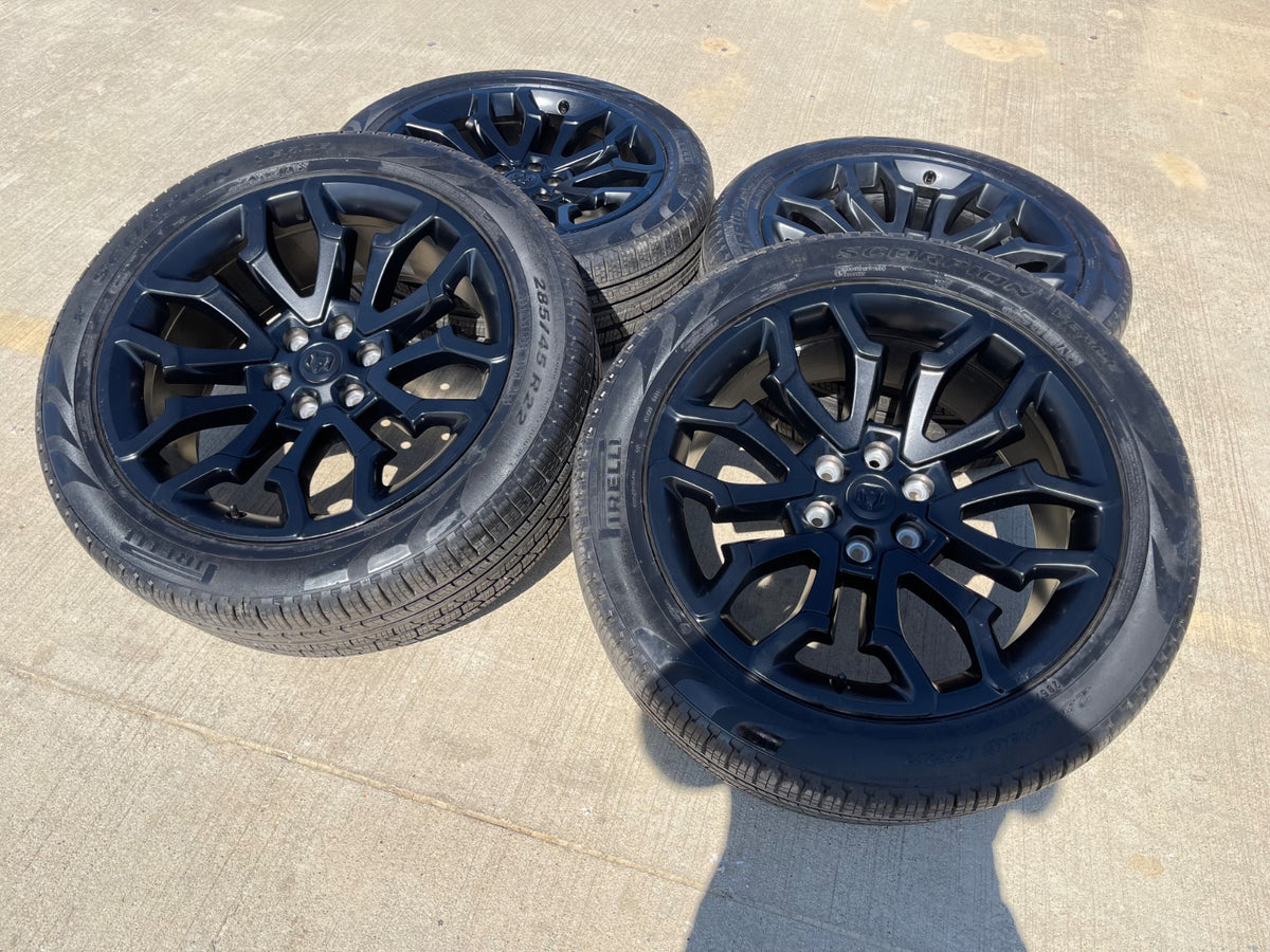 22" Dodge Ram 1500 OEM 95987 LIMITED Laramie wheels rims black 2025 2026 SET