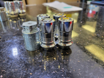 (4) 14x1.5 OEM Ford lug nut locks nuts polished key F-150 Expedition