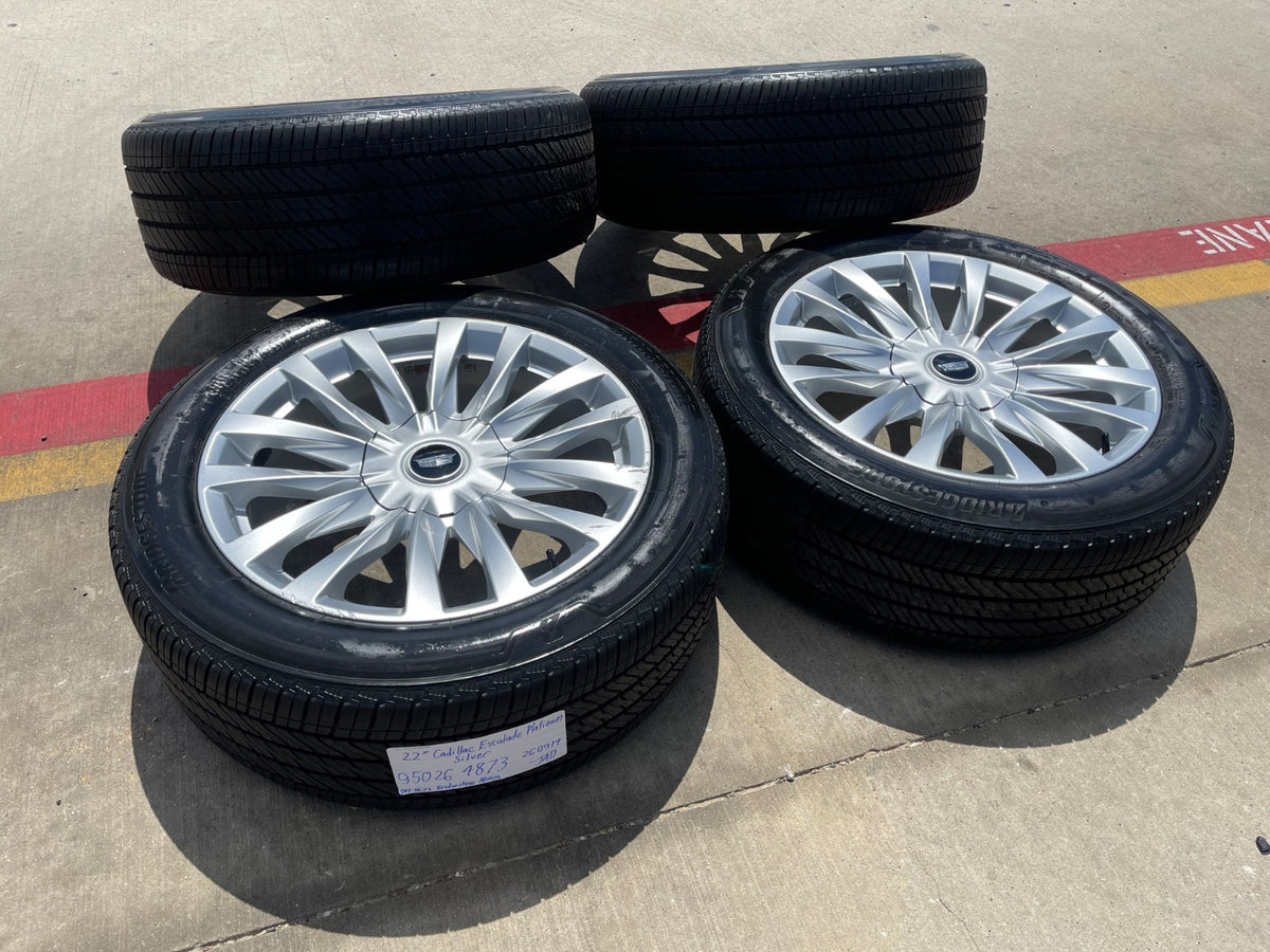 22" Cadillac Escalade Platinum OEM wheels rims 95026 4873 tires SET BRIDGESTONE