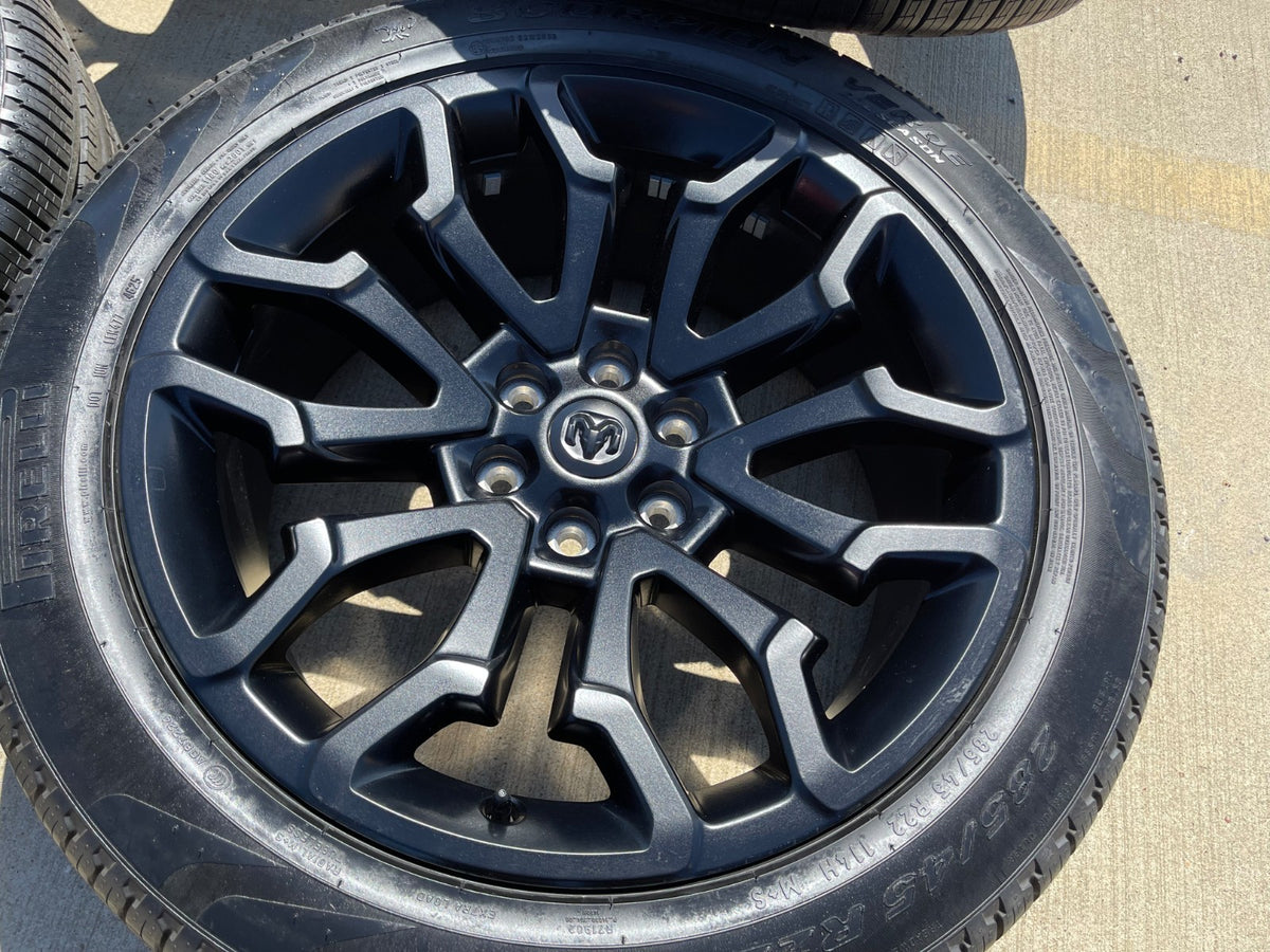 22" Dodge Ram 1500 OEM 95987 LIMITED Laramie wheels rims black 2025 2026 SET