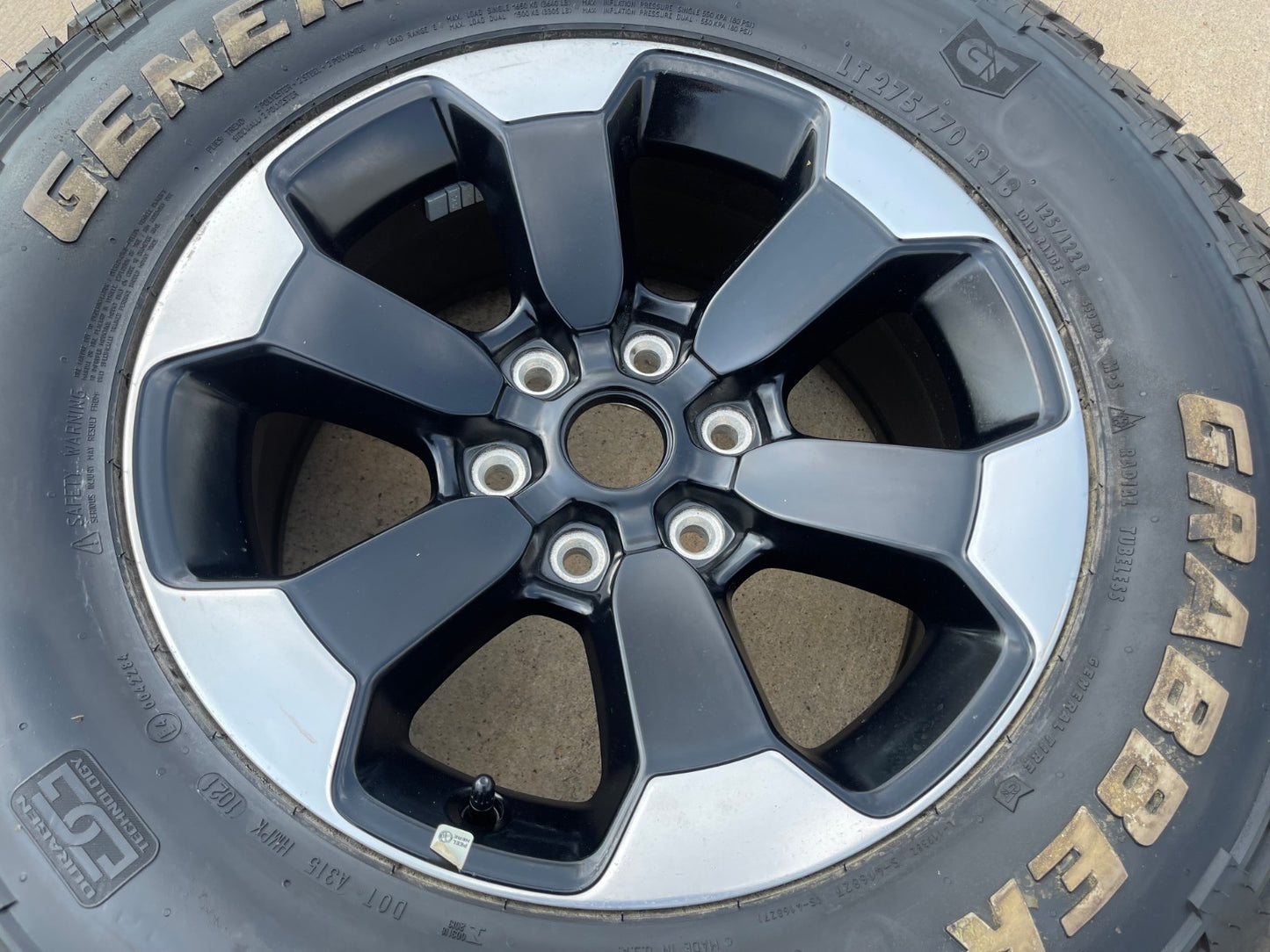 18" Dodge Ram 1500 Rebel Black OEM wheel rim 2671 tire single GENERAL A/T NEW