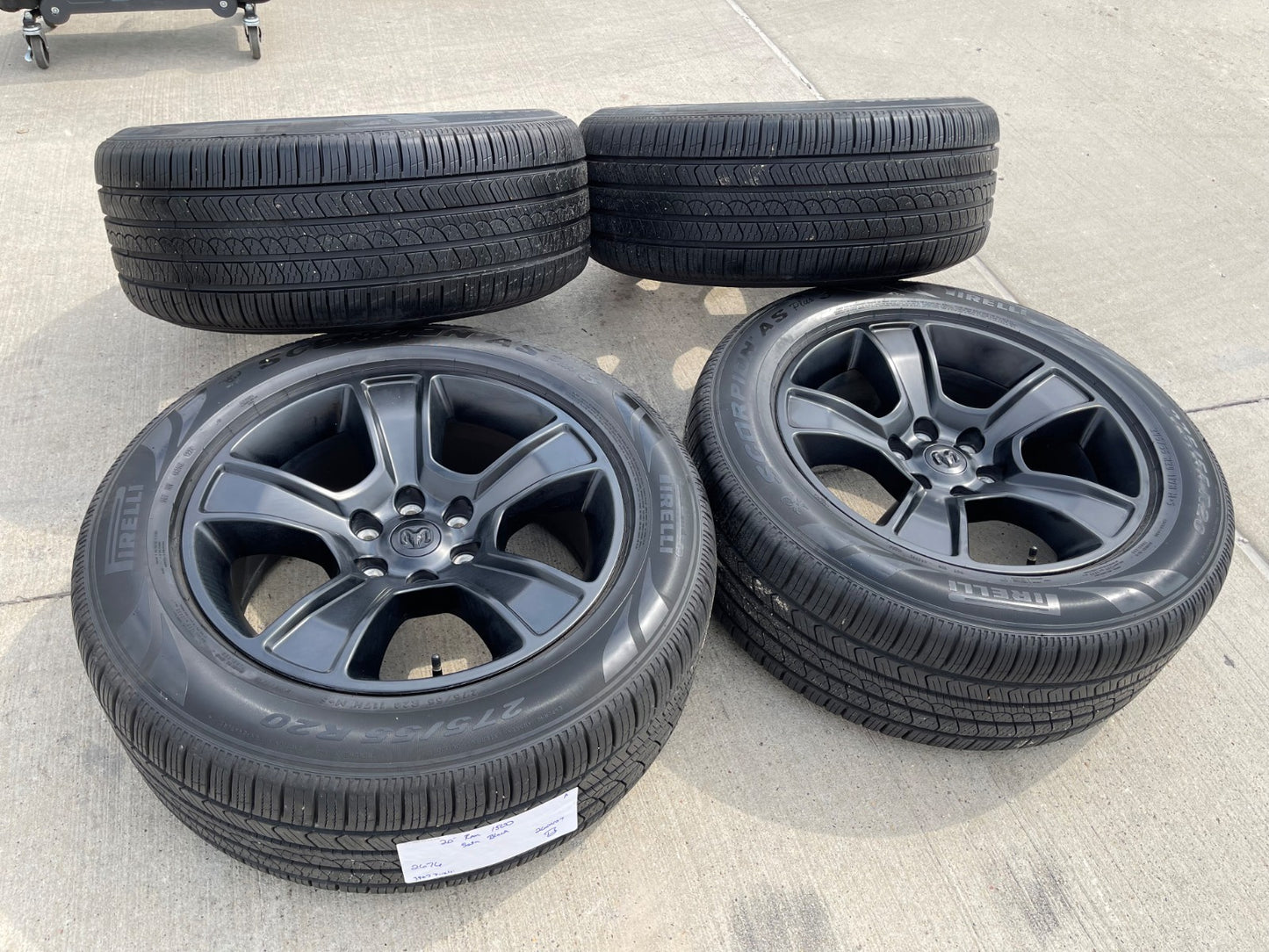 20" Dodge Ram 1500 OEM LIMITED Black 2676 2723 wheels rims PIRELLI SCORPION