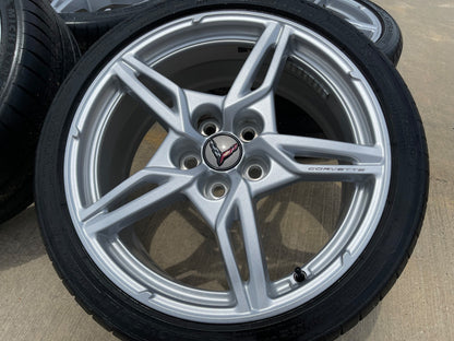 19" + 20" Chevy Corvette C8 OEM 14007 14008 wheels rims SET MICHELIN 2020-2027