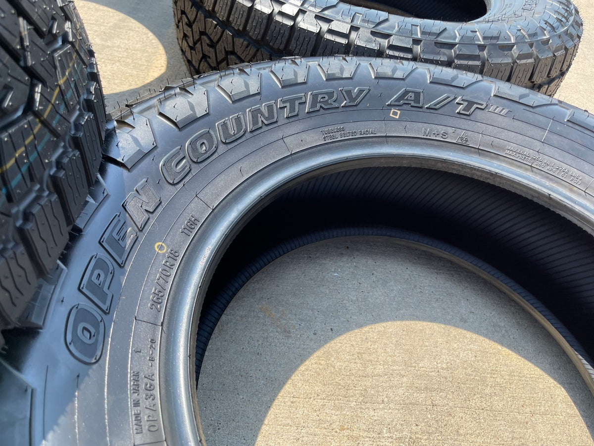 (4) 265/70/18 Toyo Open Country A/T3 tires SET 116H M+S 265/70R18 TAKE OFFS NEW