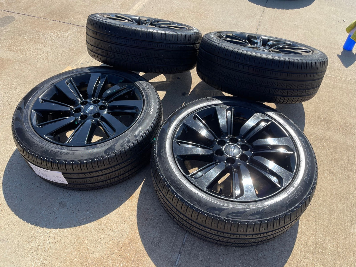 22" Lincoln Navigator OEM rims wheels Black Label 95384 10496 tires PIRELLI SET