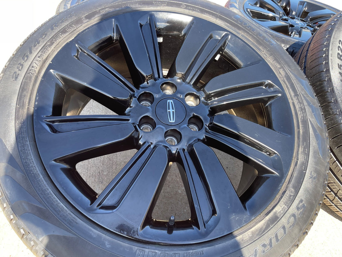 22" Lincoln Navigator OEM rims wheels Black Label 95384 10496 tires PIRELLI SET