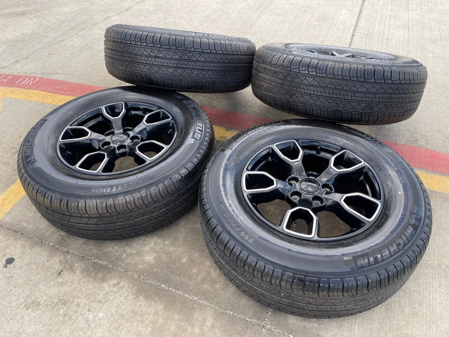 18" Jeep Wrangler SMOKY MOUNTAIN Black OEM 9198 wheels rims tires MICHELIN NEW