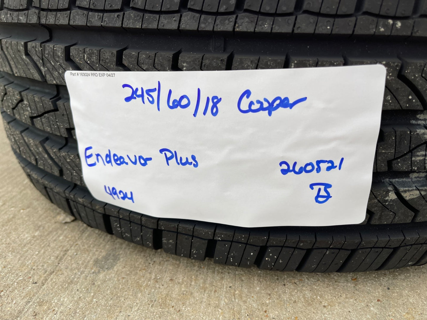 (1) 245/60/18 Cooper Endeavor Plus tire 245/60r18 105H M+S NEW