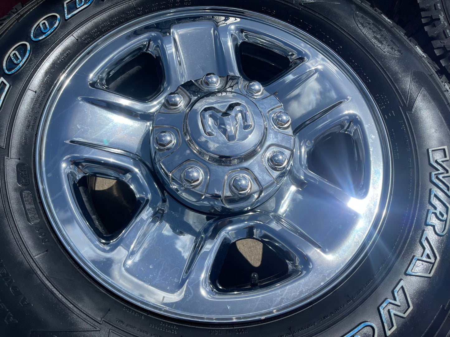 18" Dodge Ram 2500 3500 STEEL chrome OEM 2473 wheels rims SET GOODYEAR A/T NEW