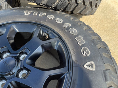 17" Jeep Wrangler Rubicon OEM 9218 wheels rims Gladiator FIRESTONE M/T2