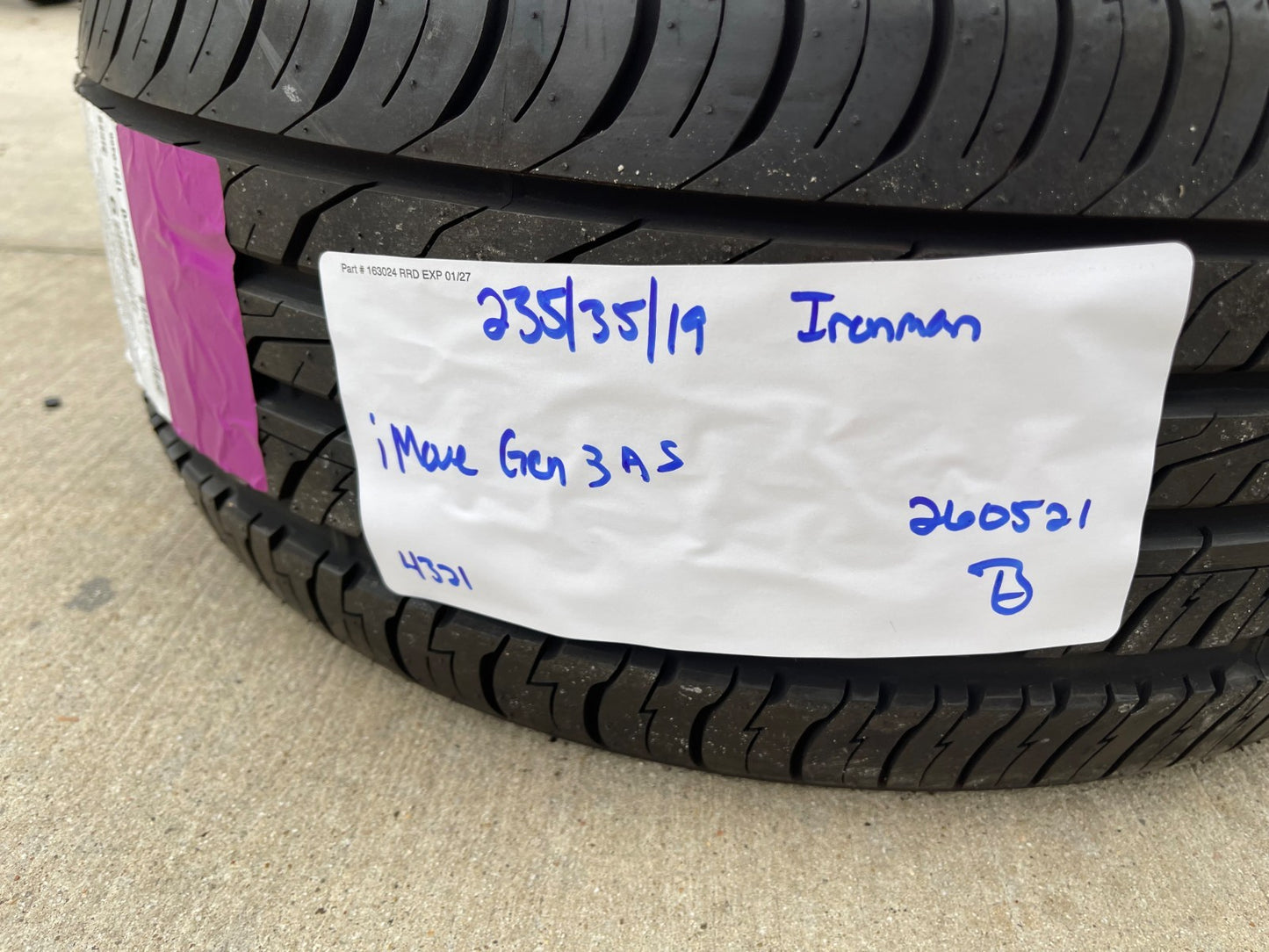 (1) 235/35/19 Ironman imove Gen 3 A/S tire 235/35R19 91W M+S NEW