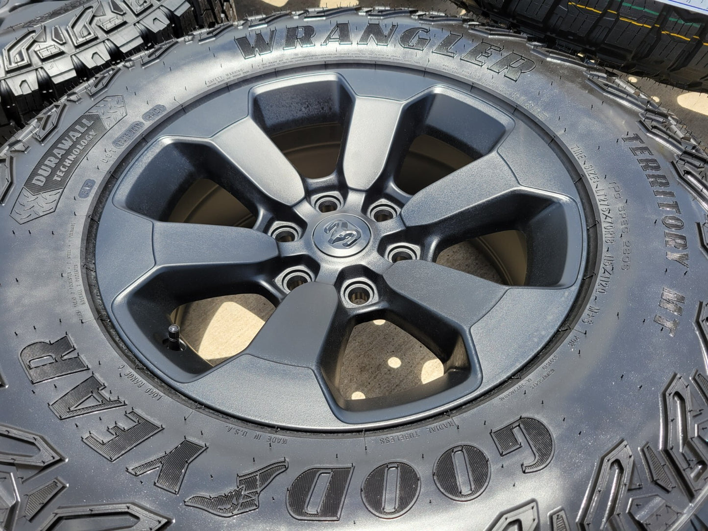 18" Dodge Ram 1500 Rebel Black OEM 2671 wheels rims 33" M/T NEW