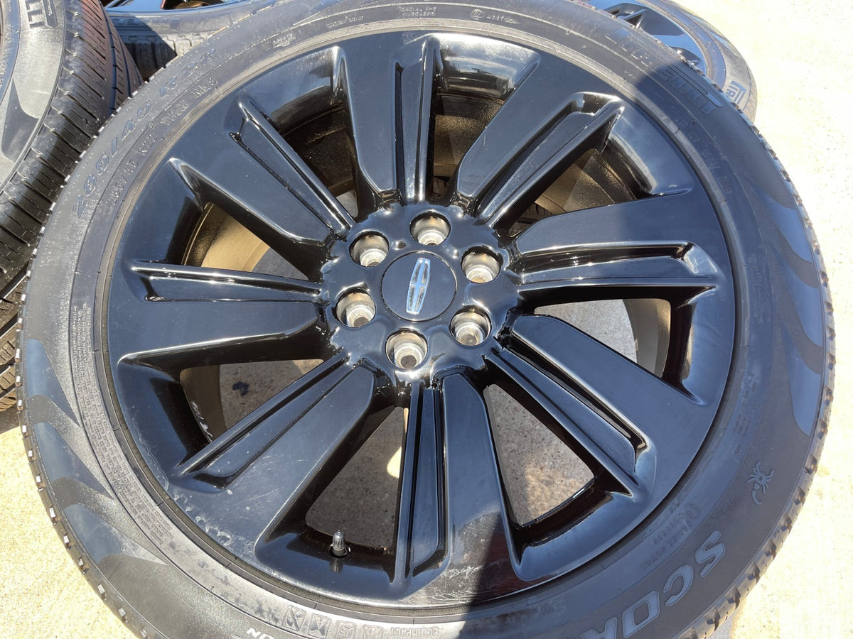 22" Lincoln Navigator OEM rims wheels Black Label 95384 10496 tires PIRELLI SET