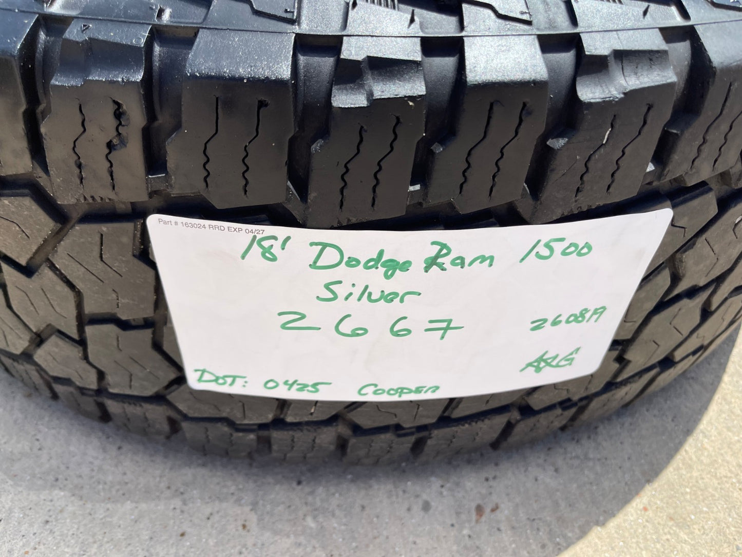 18" Ram 1500 OEM 2667 stock wheels rims tires SET COOPER A/T
