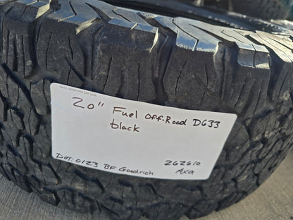 20" FUEL D633 Zephyr GMC Sierra Chevy Silverado 2500 3500 wheels rims 8x180 BFG