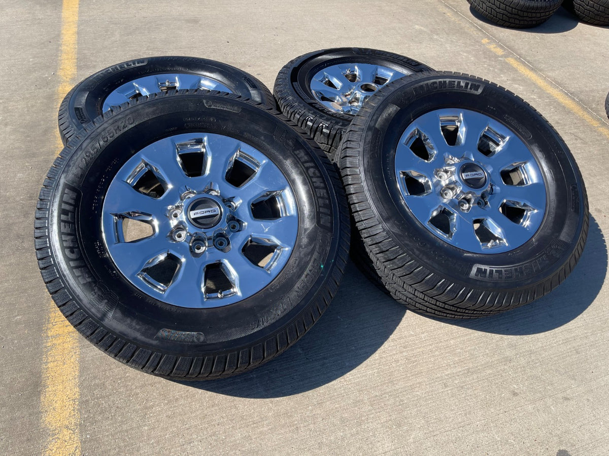 20" Ford F-250 King Ranch Lariat OEM 10100 CHROME rims wheels MICHELIN SET