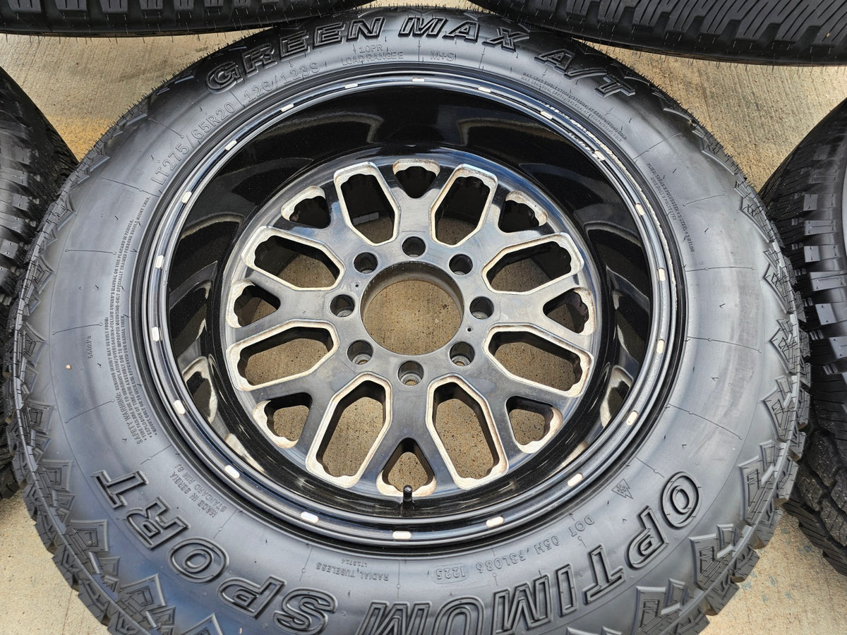 20" 20x10 FUEL Stroke D611 Ford F-250 F-350 wheels rims -18 SET BRIDGESTONE A/T