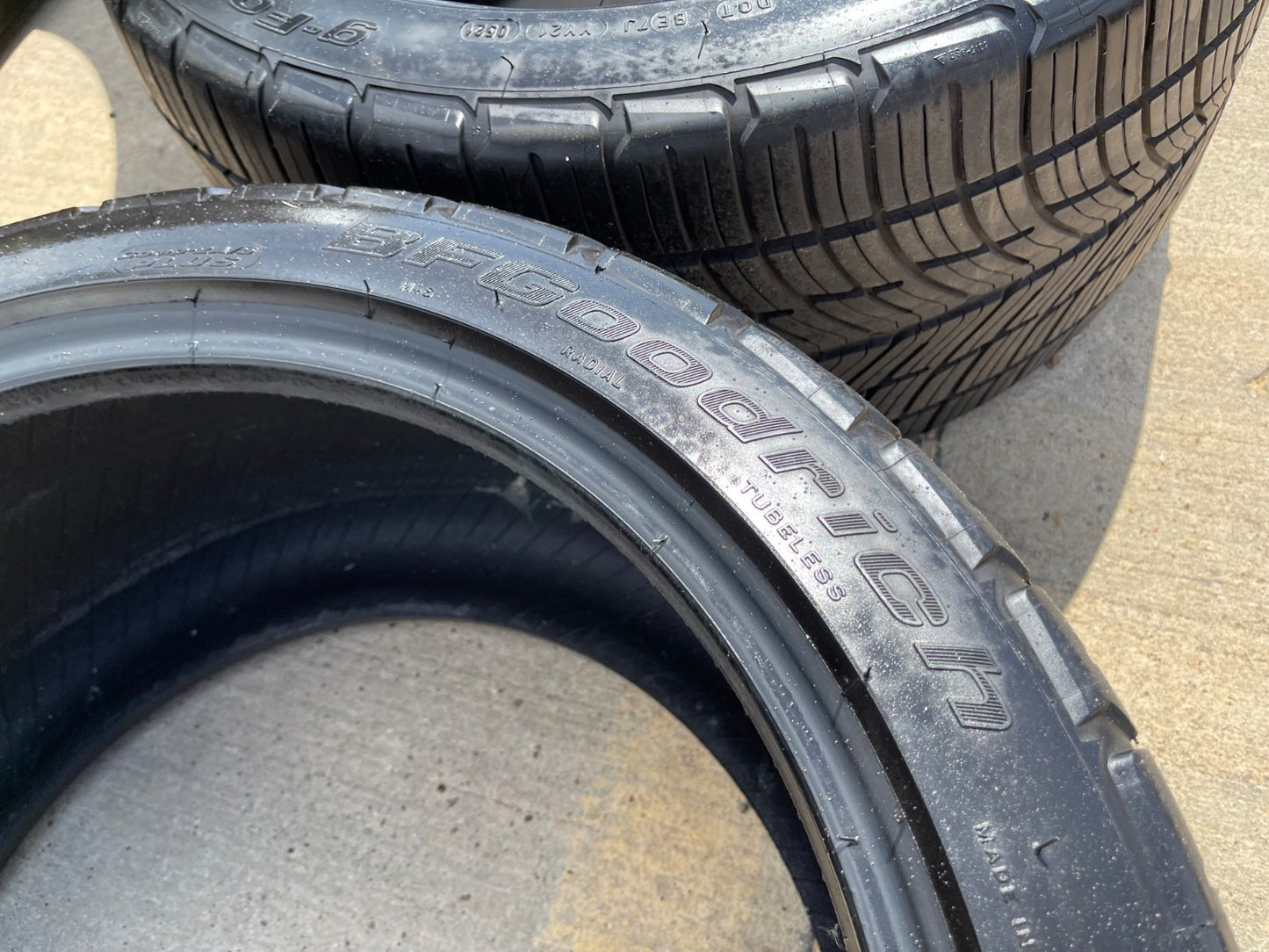 (2) 285/35R20 + (2) 305/35R20 BFG G-Force Comp 2 A/S 104Y XL tires SET
