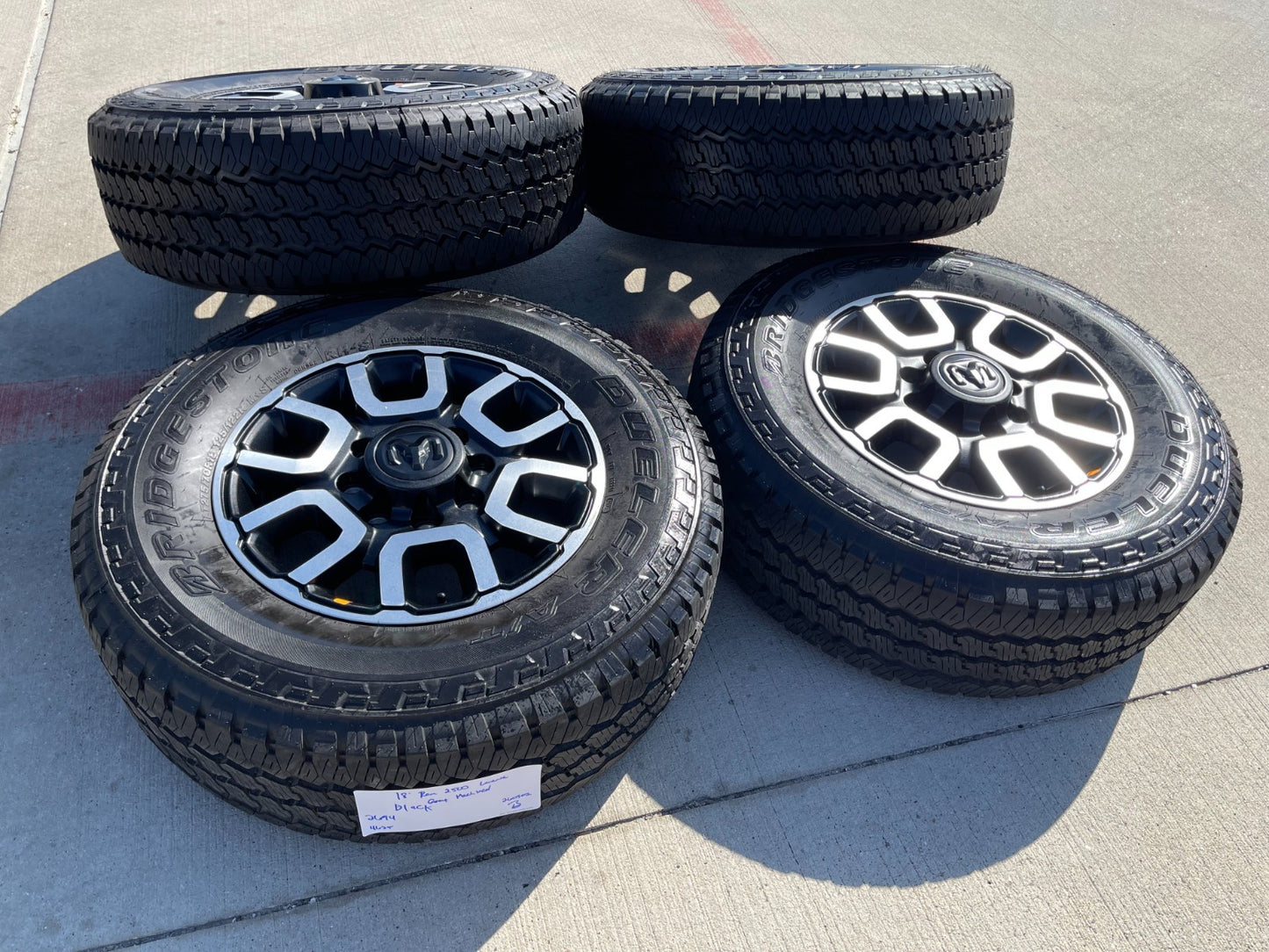 18" Ram 2500 3500 LARAMIE OEM wheels rims 2694 tires BRIDGESTONE A/T NEW 2026
