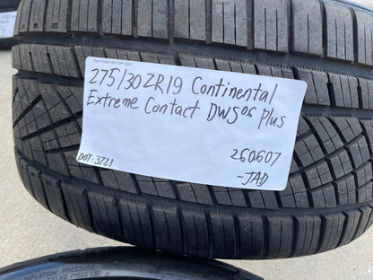 (1) 275/30/19 Continental Extreme Contact DWS06 96Y XL M+S 275/30R19 tire