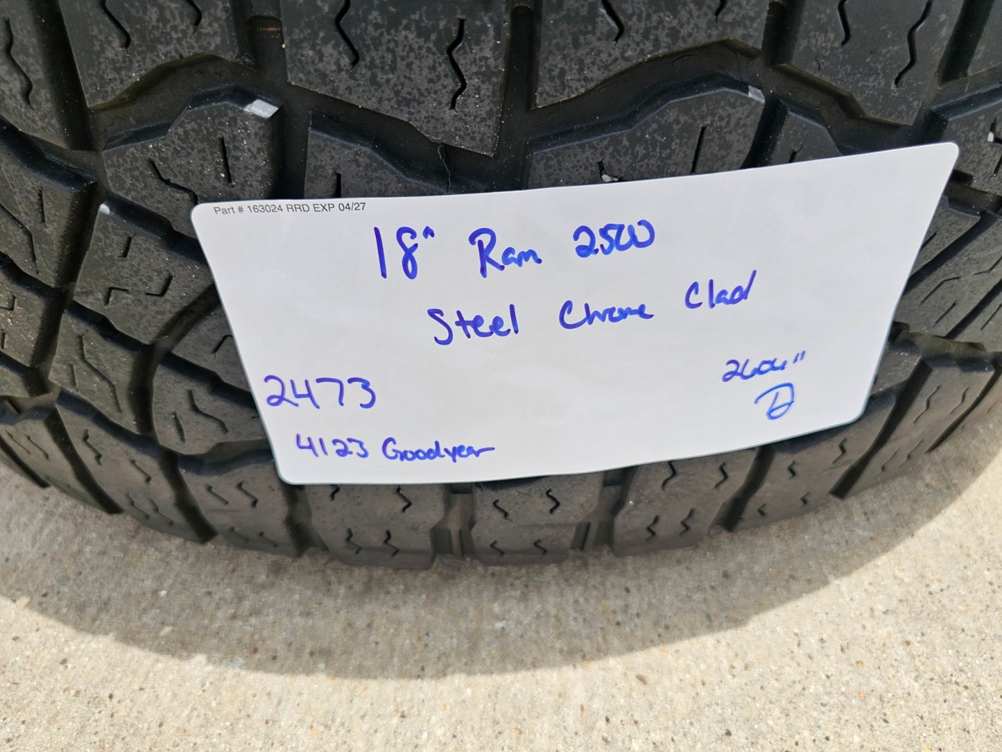 18" Dodge Ram 2500 3500 STEEL chrome OEM 2473 wheels rims GOODYEAR 35"