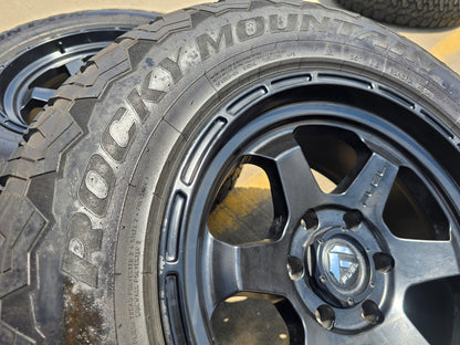 18x9 Fuel Shok D644 Chevy Silverado RAM Tacoma wheels rims 6x139 6x5.5 tires