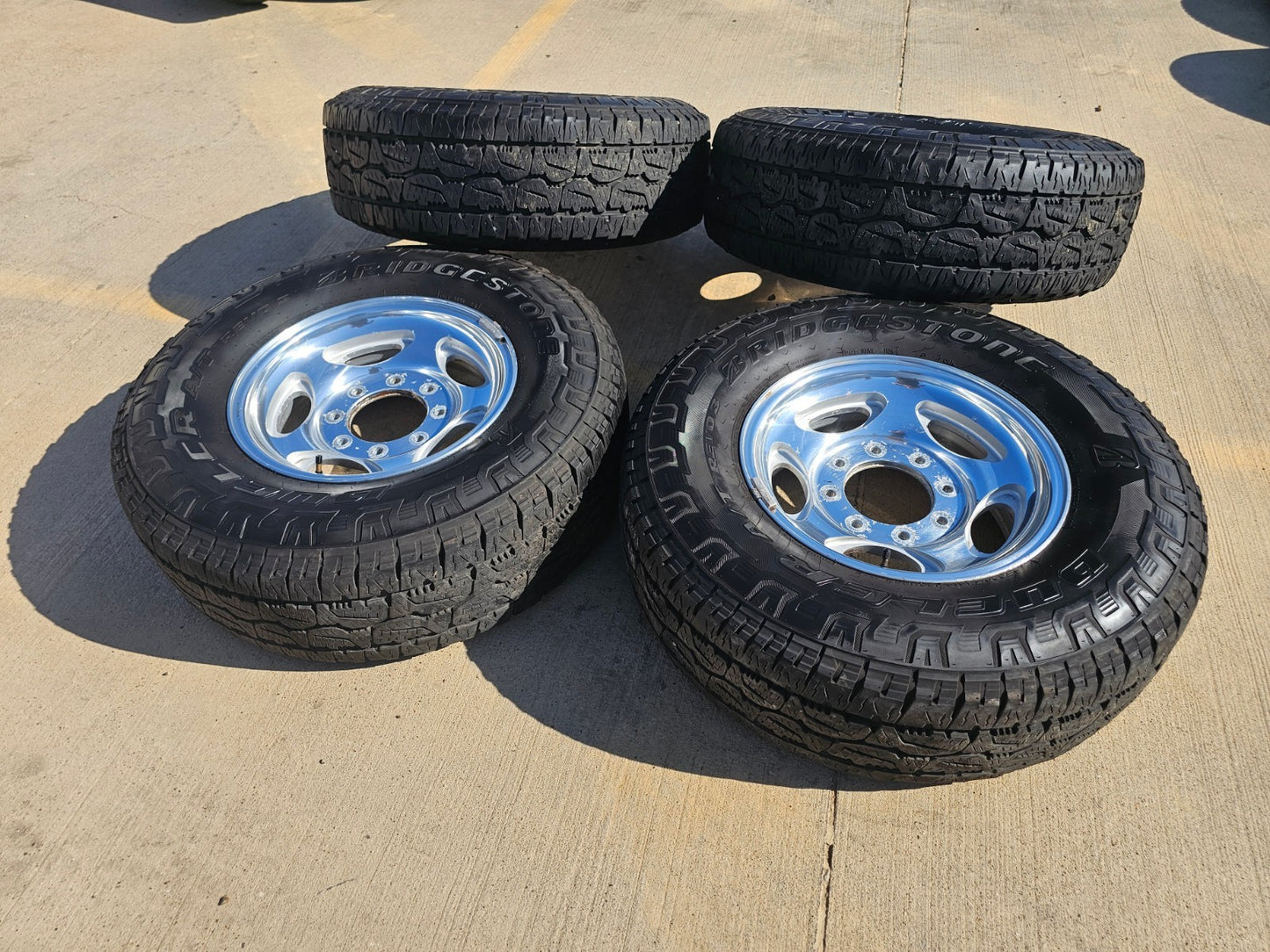 16" Ford F-250 F-350 Excursion OEM 3408 polished wheels rims SET BRIDGSETONE