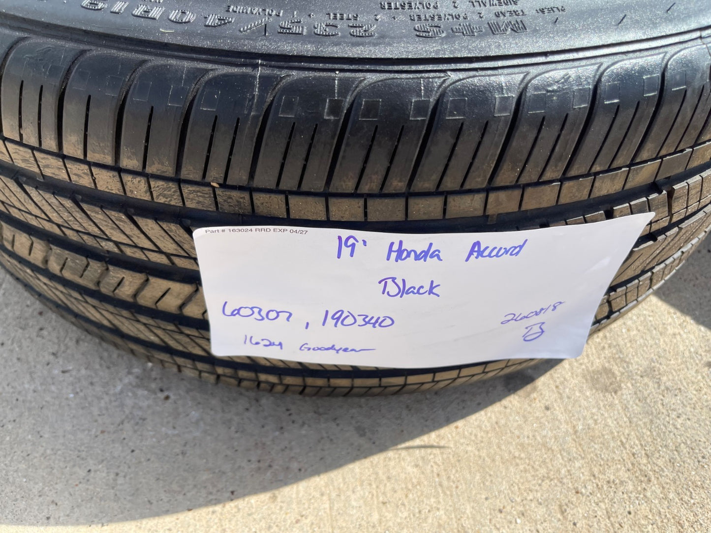 19" Honda Accord OEM Replica Sport wheels rims 60307 190340 Civic SET GOODYEAR