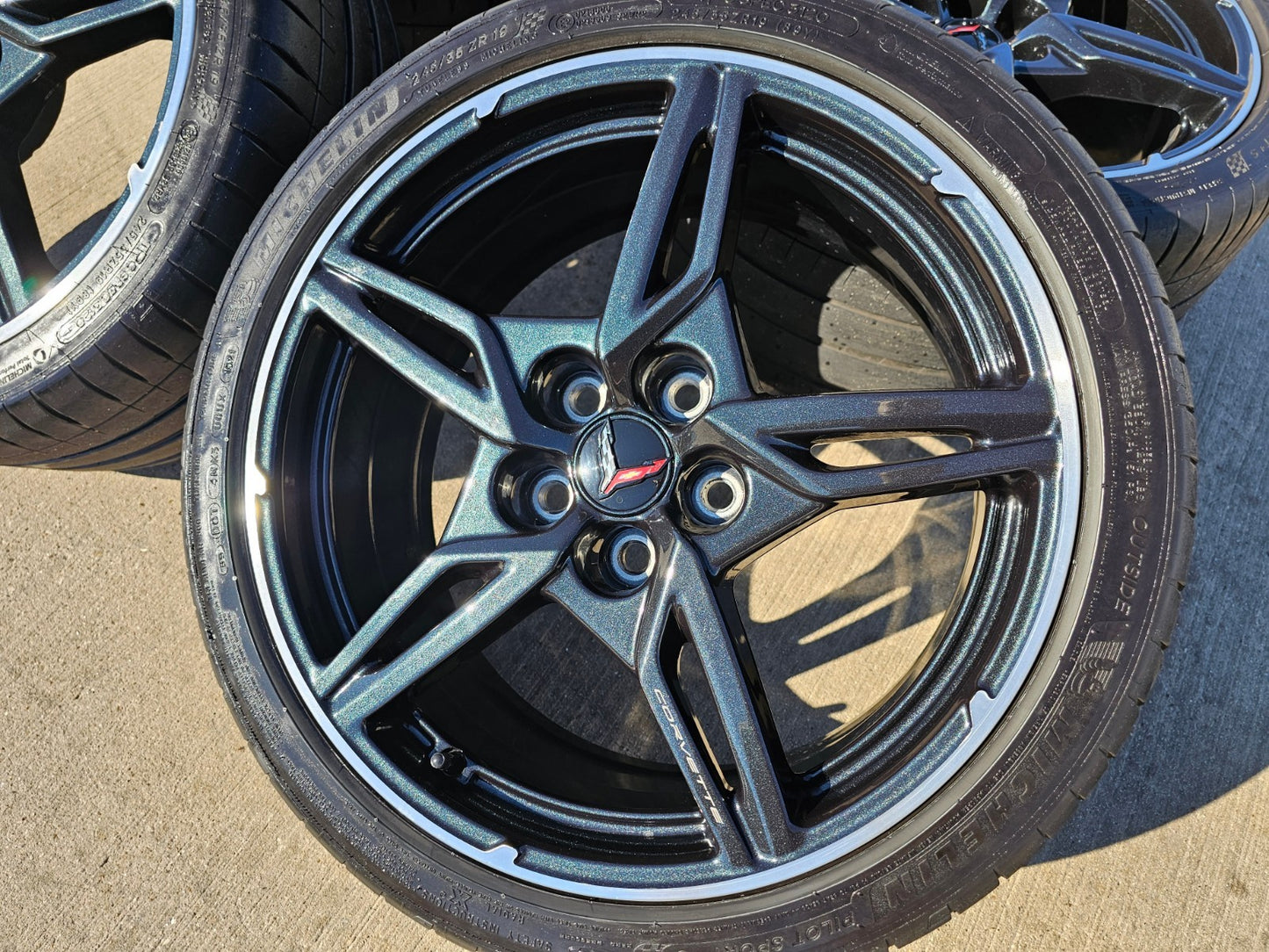 19" + 20" Chevy Corvette C8 OEM 14007 14008 wheels rims MICHELIN