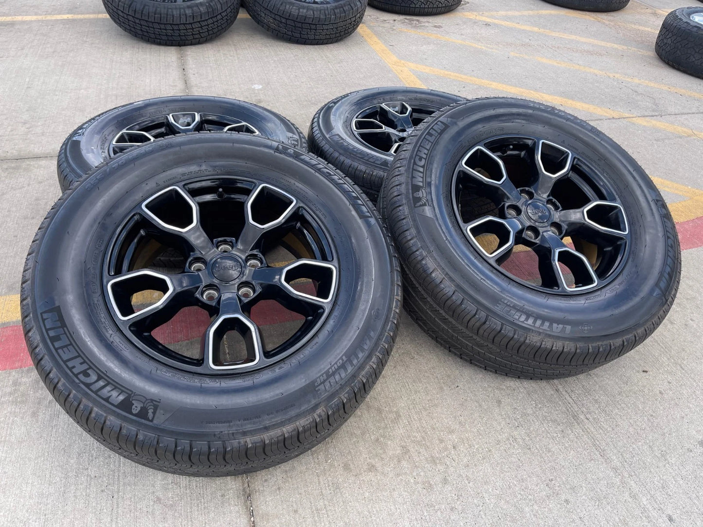 18" Jeep Wrangler SMOKY MOUNTAIN Black OEM 9198 wheels rims tires MICHELIN NEW
