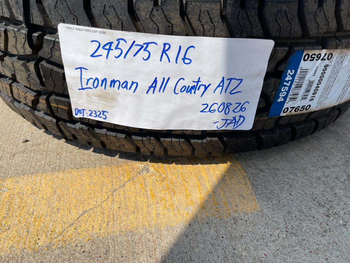 (1) 245/75/16 Ironman All Country A/T2 tire 245/75R16 M+S 120R LT 10 ply LRE NEW