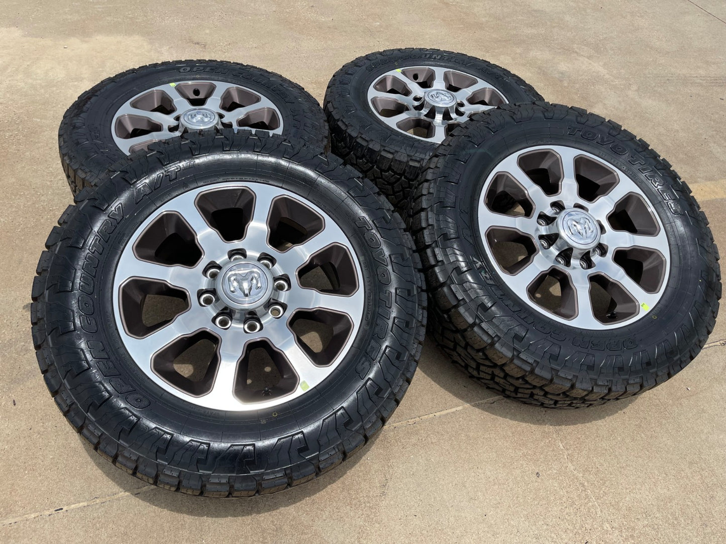 20" Dodge Ram 2500 3500 LARAMIE OEM 2698 wheels rims TAN SET TOYO A/T3 35" NEW